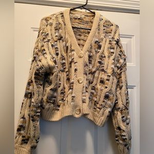 NWOT EUC GILDED INTENT ACRYLIC PRINTED CARDIGAN!! Size S!